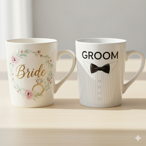 Bride & Groom Το Ιδανικό Δώρο για το Ζευγάρι Γιορτάστε την αγάπη και την ευτυχία τους με ένα δώρο που ξεχωρίζει! Οι κούπες "Bride" & "Groom" είναι το απόλυτο σύμβολο του γάμου και της κοινής τους ζωής. Φτιαγμένες με αγάπη και προσοχή στη λεπτομέρεια, αυτές οι κούπες δεν είναι απλά ένα αντικείμενο, αλλά μια καθημερινή υπενθύμιση της ιδιαίτερης στιγμής τους.
